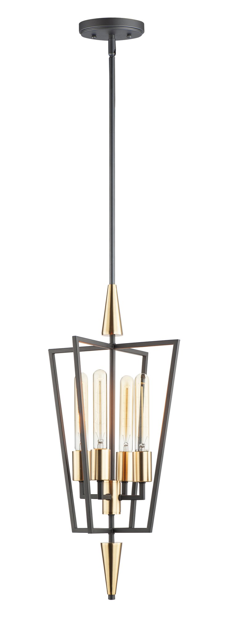 Wings 4 Light Pendant in Black / Satin Brass
