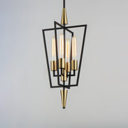 Wings 4 Light Pendant in Black / Satin Brass