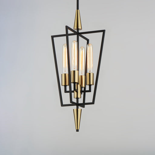 Wings 4 Light Pendant in Black / Satin Brass