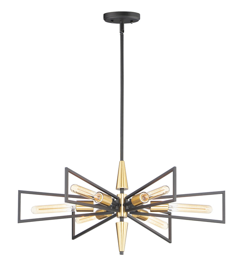 Wings 6 Light Chandelier in Black / Satin Brass