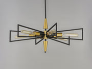 Wings 6 Light Chandelier in Black / Satin Brass