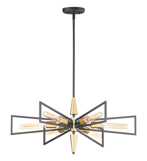 Wings 6 Light Chandelier in Black / Satin Brass