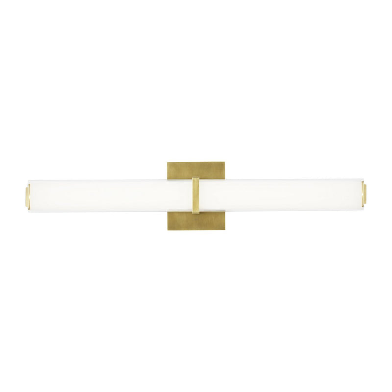 Milan 24 Bath Vanity Light in White Glass Natural Brass