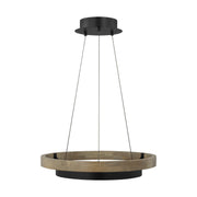 Grace 24 Chandelier in Matte Black and Weathered Oak Wood