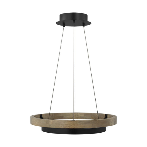 Grace 24 Chandelier in Matte Black and Weathered Oak Wood