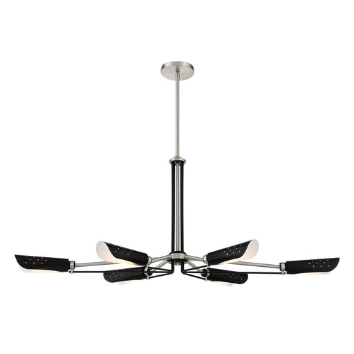 Turbine 6-Light Linear Chandelier in Brushed Nickel and Coal Highlights