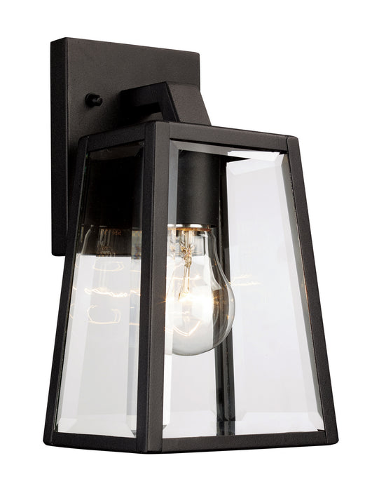 Obsidian 1-Light Wall Lantern in Black with Clear Glass