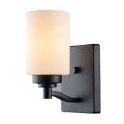 Mod Pod 1-Light 9" Frosted Glass Bath Sconce in Black