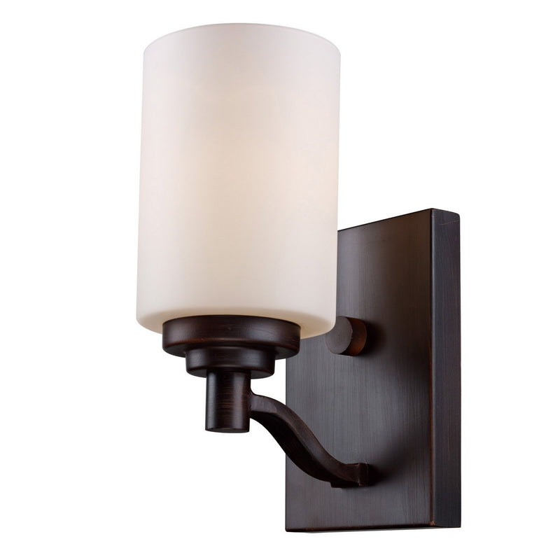 Mod Pod 1-Light 9" Frosted Glass Bath Sconce in Rubbed Oil Bronze