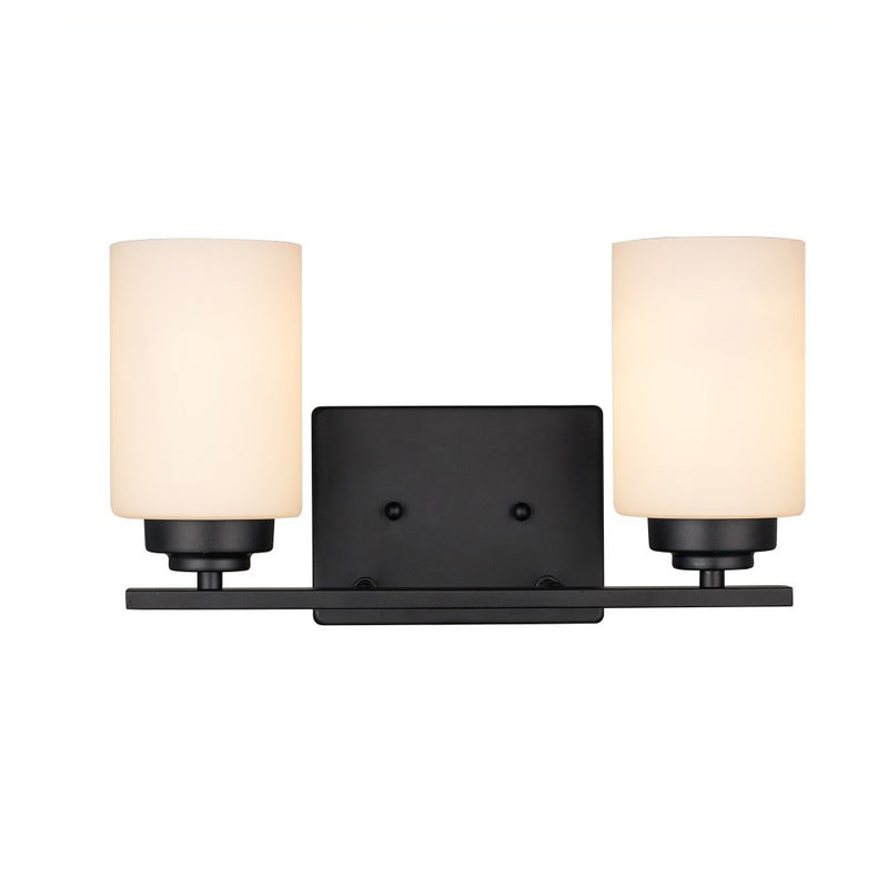 Mod Pod 2-Light 14.25" Frosted Glass Vanity Light in Black