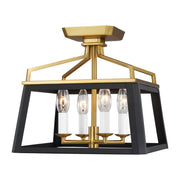 Carlow 4-Light Semi-Flush Mount in Midnight Black