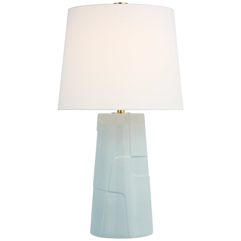 Braque Medium Debossed Table Lamp in Ice Blue Porcelain