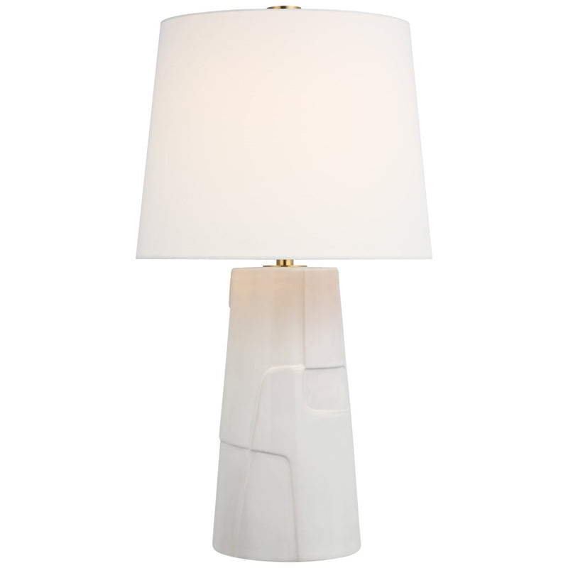 Braque Medium Debossed Table Lamp in Mixed White