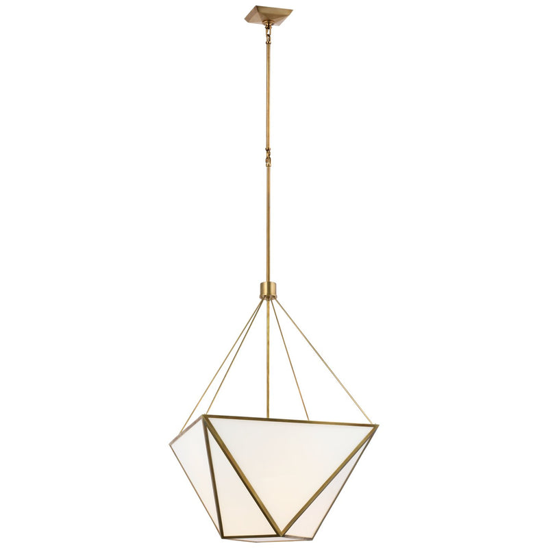 Lorino Large 22" Lantern Pendant in Hand-Rubbed Antique Brass