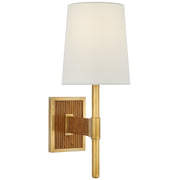 Elle Small Single Wall Sconce in Hand-Rubbed Antique Brass and Dark Rattan
