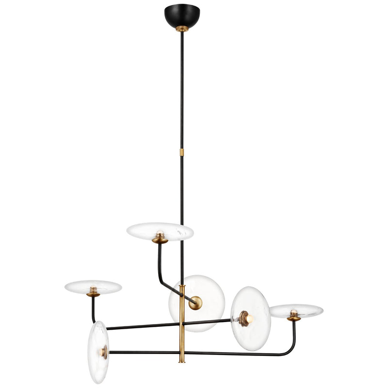 Calvino Large Arched Chandelier in Aged Iron and Hand-Rubbed Antique Brass