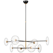 Calvino Extra Large Radial Chandelier in Aged Iron and Hand-Rubbed Antique Brass