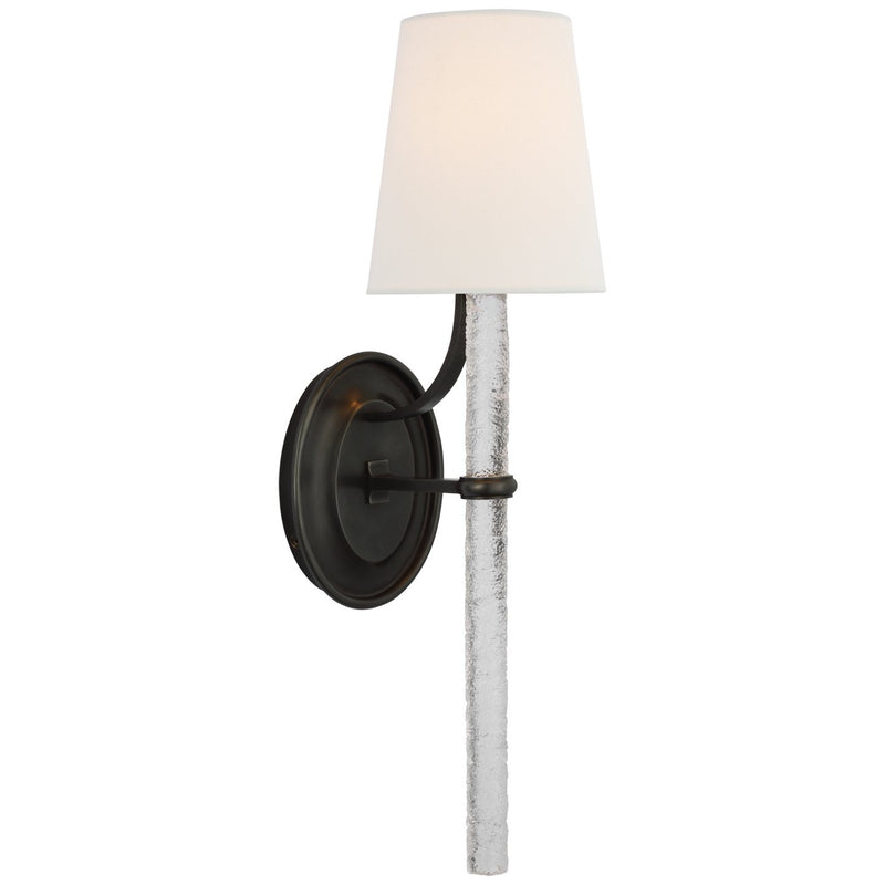 Abigail Large Wall Sconce in Bronze and Clear Wavy Glass