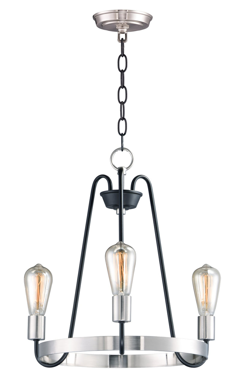 Haven 3 Light Chandelier in Black / Satin Nickel