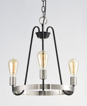 Haven 3 Light Chandelier in Black / Satin Nickel