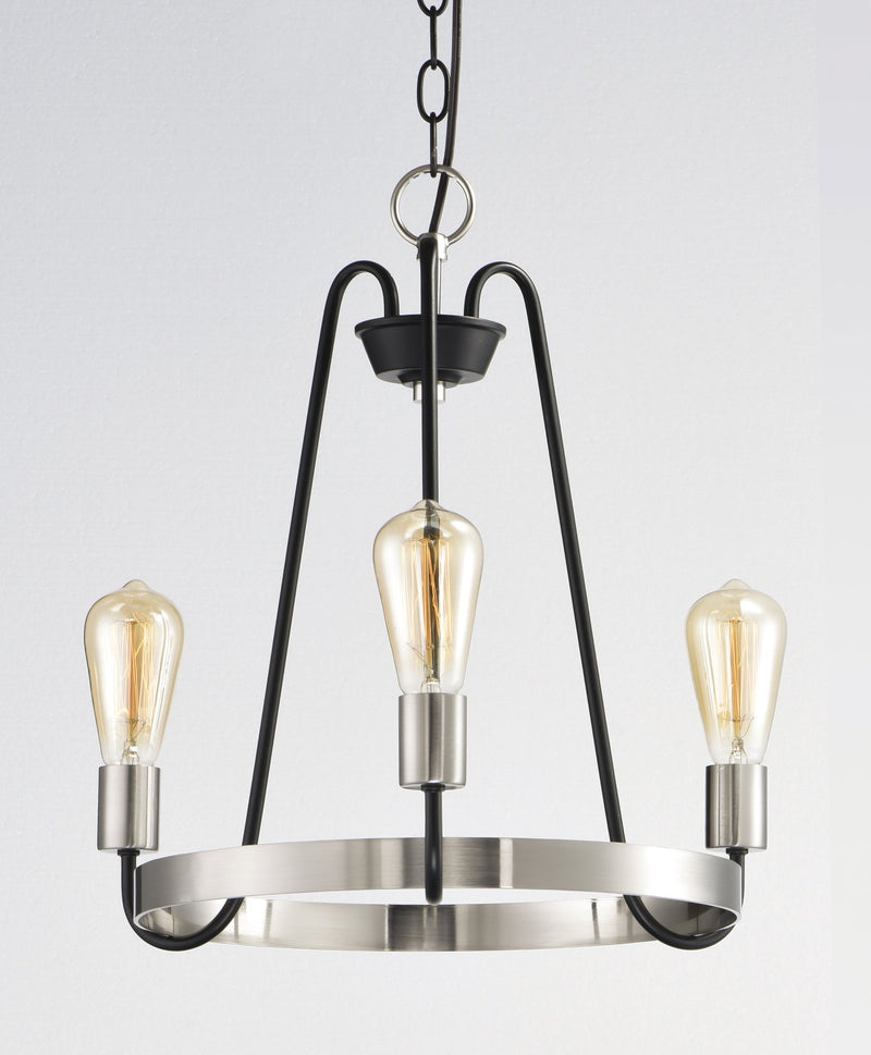 Haven 3 Light Chandelier in Black / Satin Nickel
