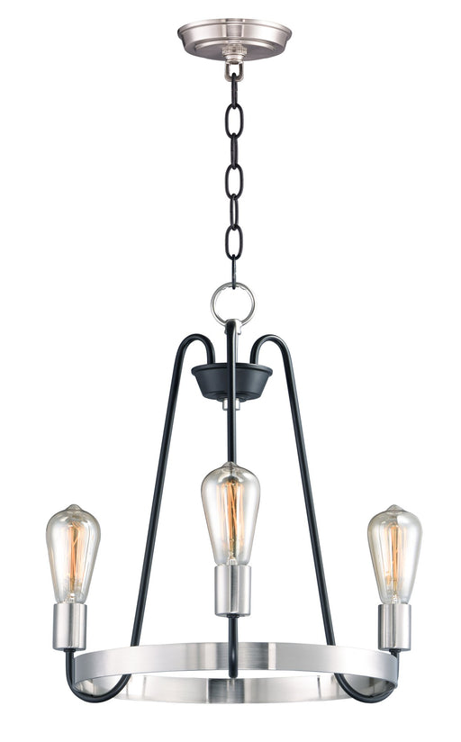Haven 3 Light Chandelier in Black / Satin Nickel