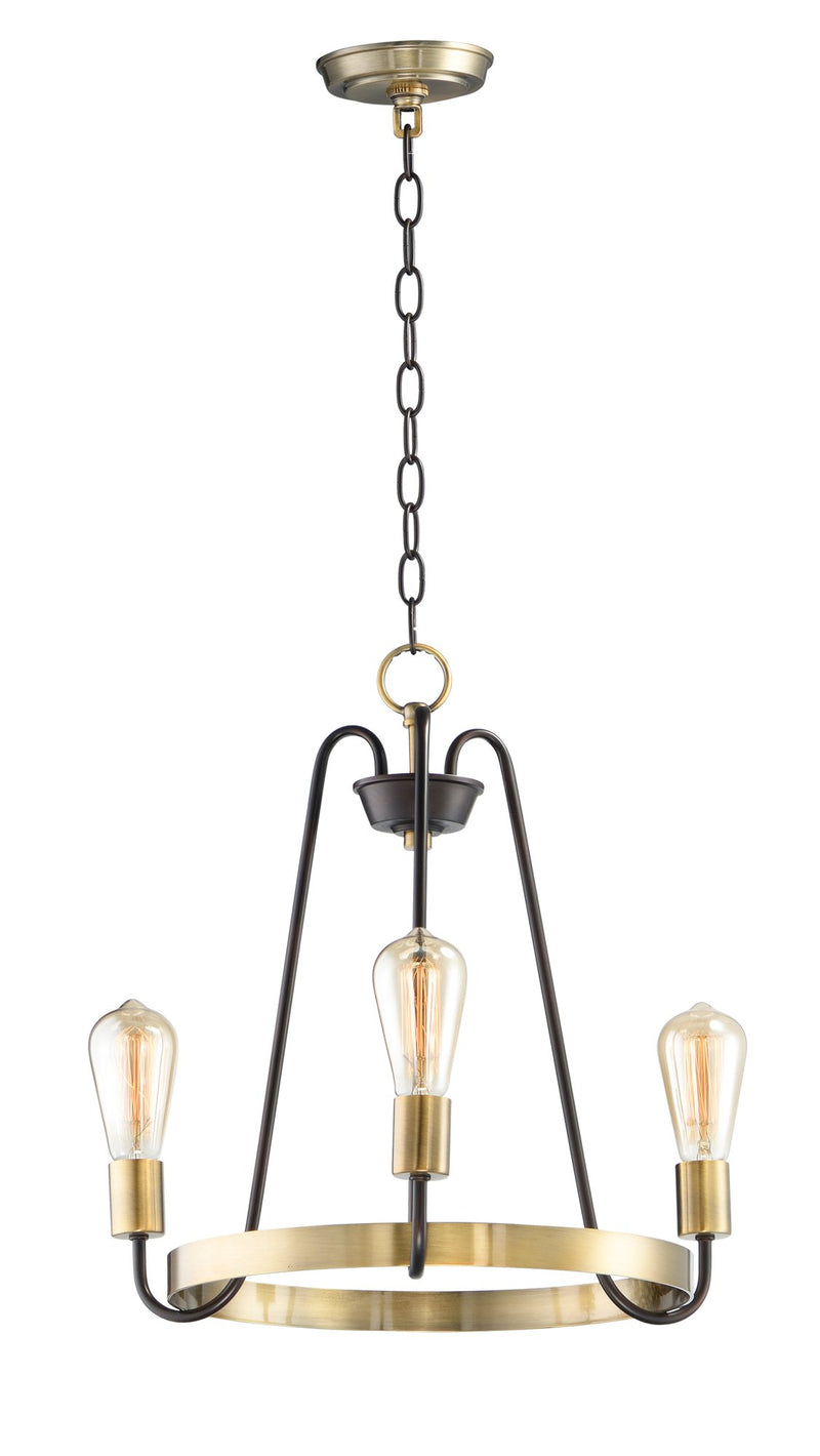 Haven 3 Light Chandelier in Oil Rubbed Bronze / Antique Brass