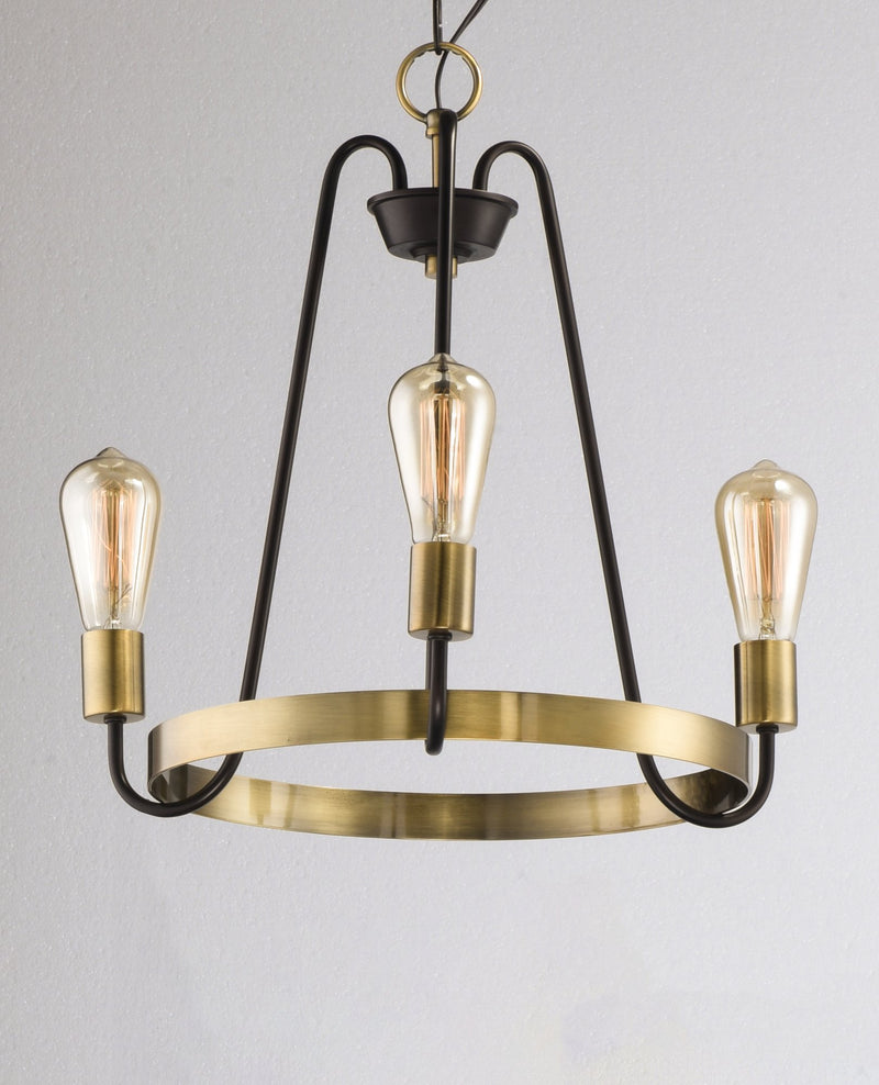 Haven 3 Light Chandelier in Oil Rubbed Bronze / Antique Brass