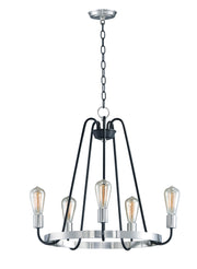 Haven 5 Light Chandelier in Black / Satin Nickel
