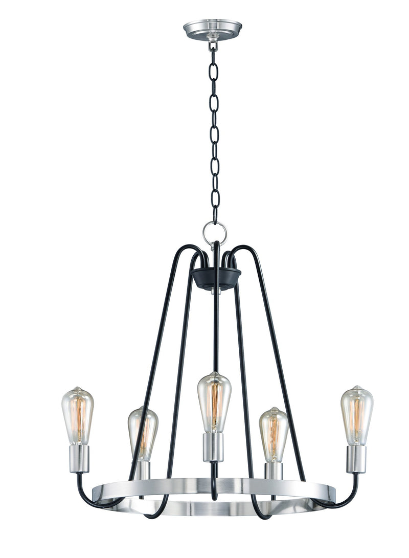 Haven 5 Light Chandelier in Black / Satin Nickel