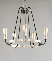 Haven 5 Light Chandelier in Black / Satin Nickel