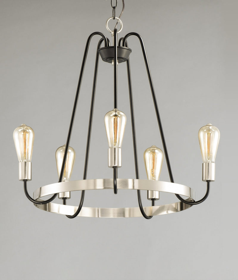 Haven 5 Light Chandelier in Black / Satin Nickel