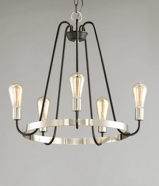 Haven 5 Light Chandelier in Black / Satin Nickel