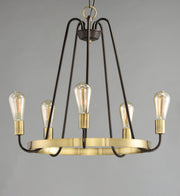 Haven 5 Light Chandelier in Oil Rubbed Bronze / Antique Brass