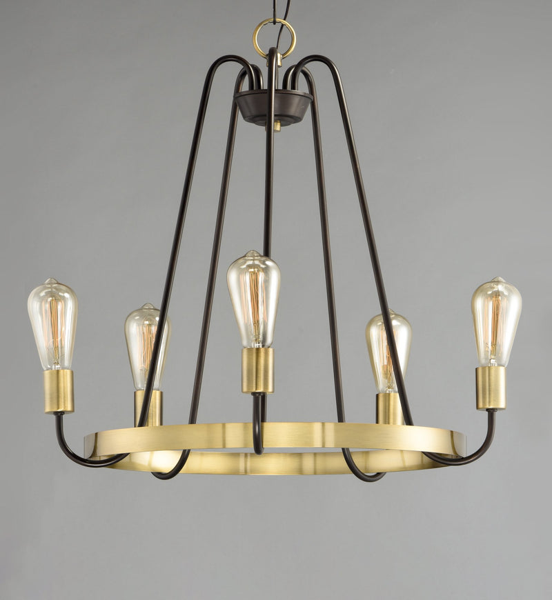 Haven 5 Light Chandelier in Oil Rubbed Bronze / Antique Brass