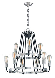 Haven 9 Light Chandelier in Black / Satin Nickel