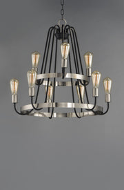Haven 9 Light Chandelier in Black / Satin Nickel