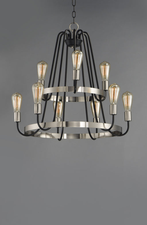 Haven 9 Light Chandelier in Black / Satin Nickel