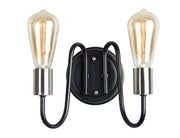 Haven 2 Light Wall Sconce in Black / Satin Nickel