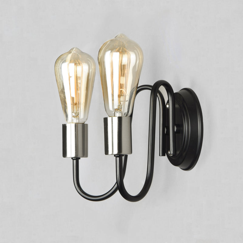 Haven 2 Light Wall Sconce in Black / Satin Nickel