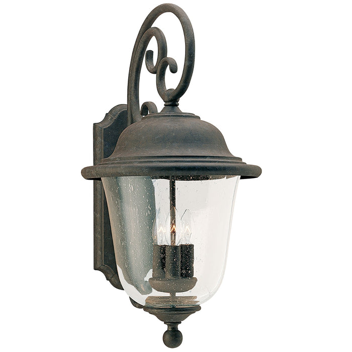 Trafalgar Three Light Outdoor Wall Lantern in Oxidized Bronze