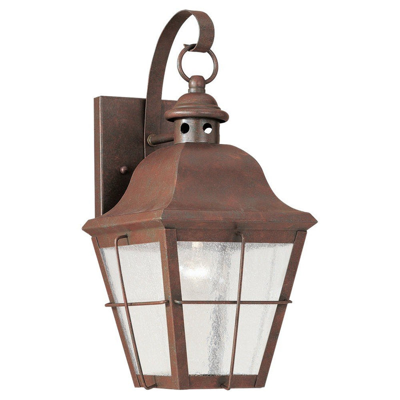 Chatham 14.5" Clear Seeded Outdoor Wall Lantern in Weathered Copper