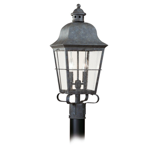 Chatham Two Light Outdoor Post Lantern in Oxidized Bronze