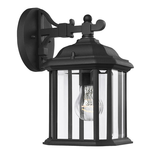 Kent Small Clear Glass Outdoor Wall Lantern in Black
