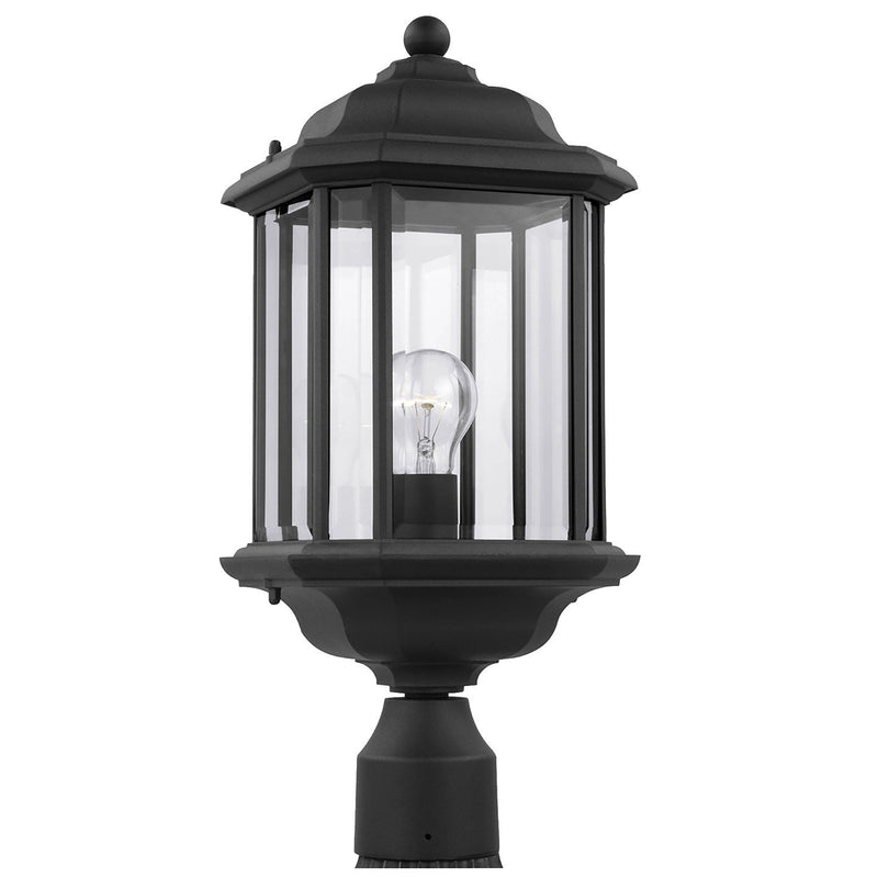 Kent Clear Glass Outdoor Post Light in Black