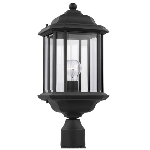 Kent Clear Glass Outdoor Post Light in Black