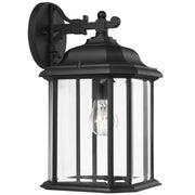 Kent Large Clear Glass Outdoor Wall Lantern in Black