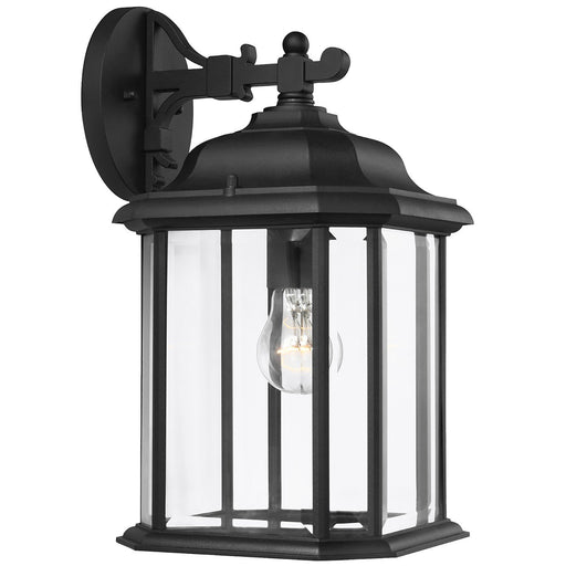 Kent Large Clear Glass Outdoor Wall Lantern in Black