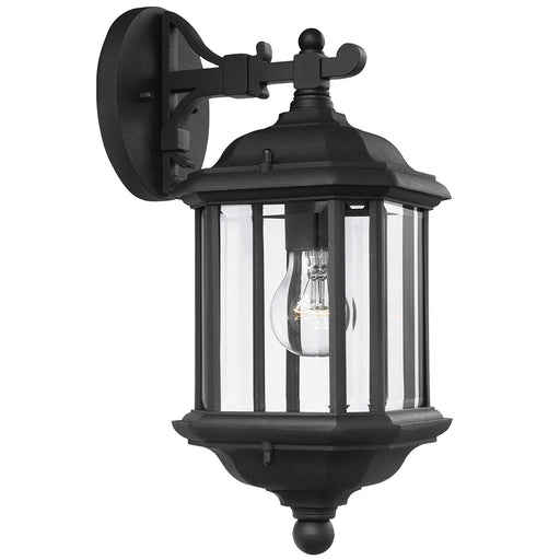 Kent Medium Clear Glass Outdoor Wall Lantern in Black