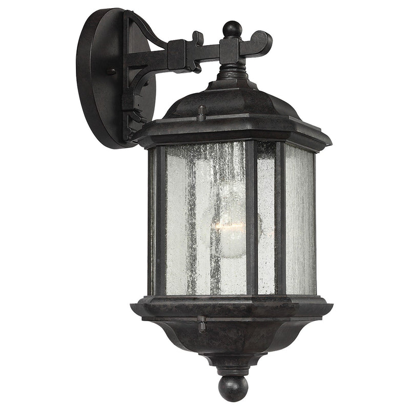 Kent Medium Clear Glass Outdoor Wall Lantern in Oxford Bronze